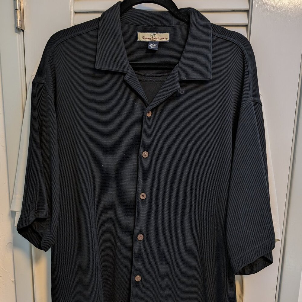 Tommy Bahama Black Ribbed Shirt - Sz Large